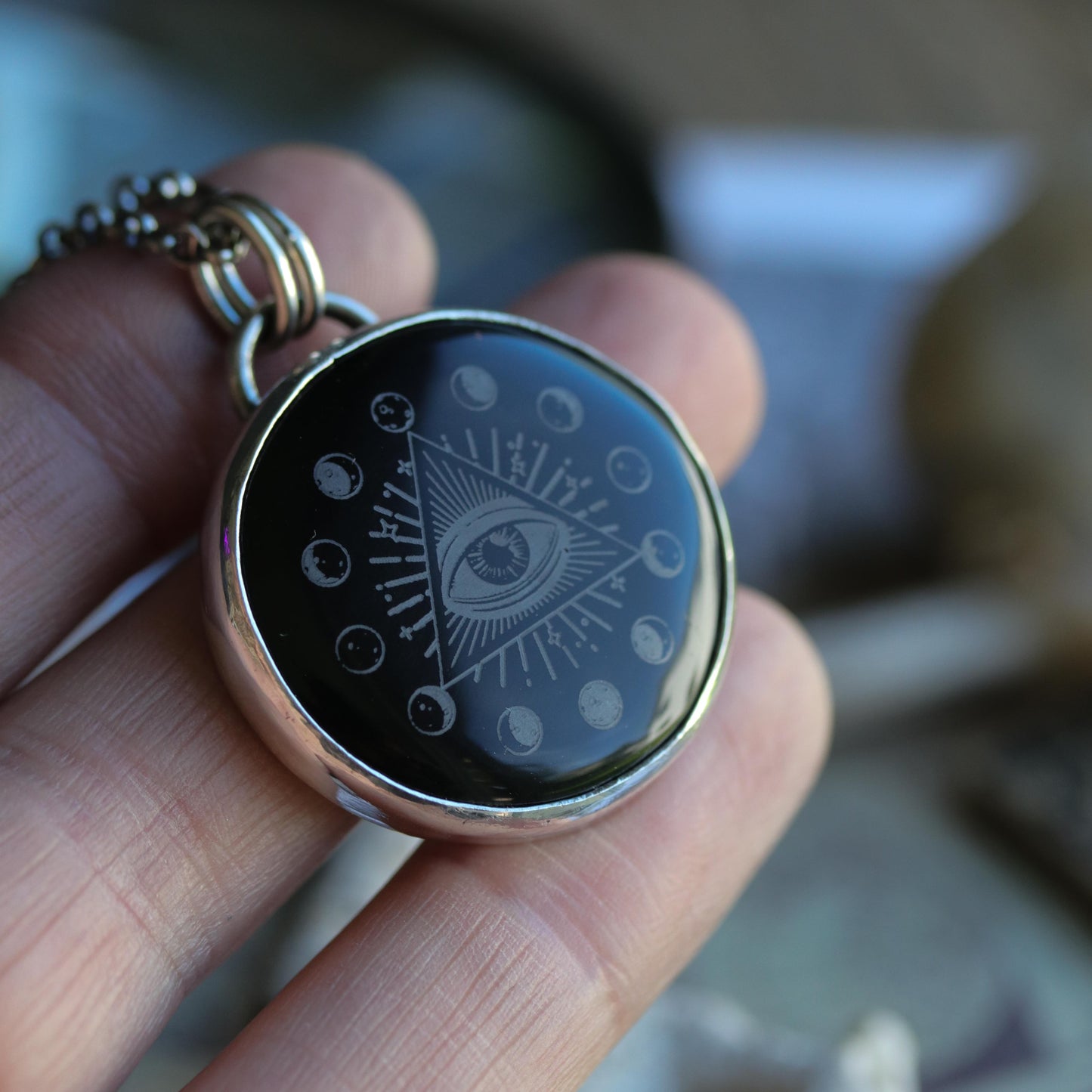 All seeing Eye - Onyx pendant