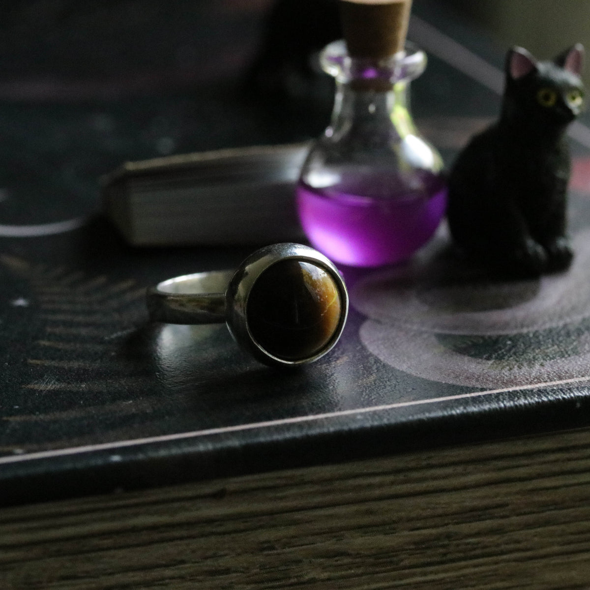 Tigers Eye ring - size UK P / US 8
