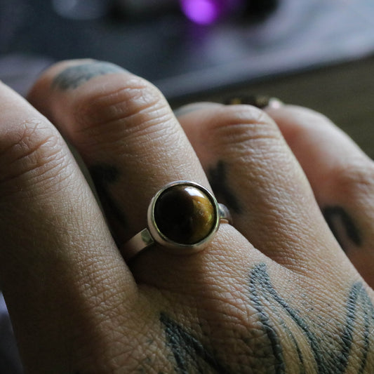 Tigers Eye ring - size UK P / US 8