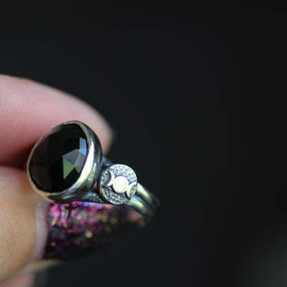 Luna Shadow - Black Spinel ring size UK O, US 7.5