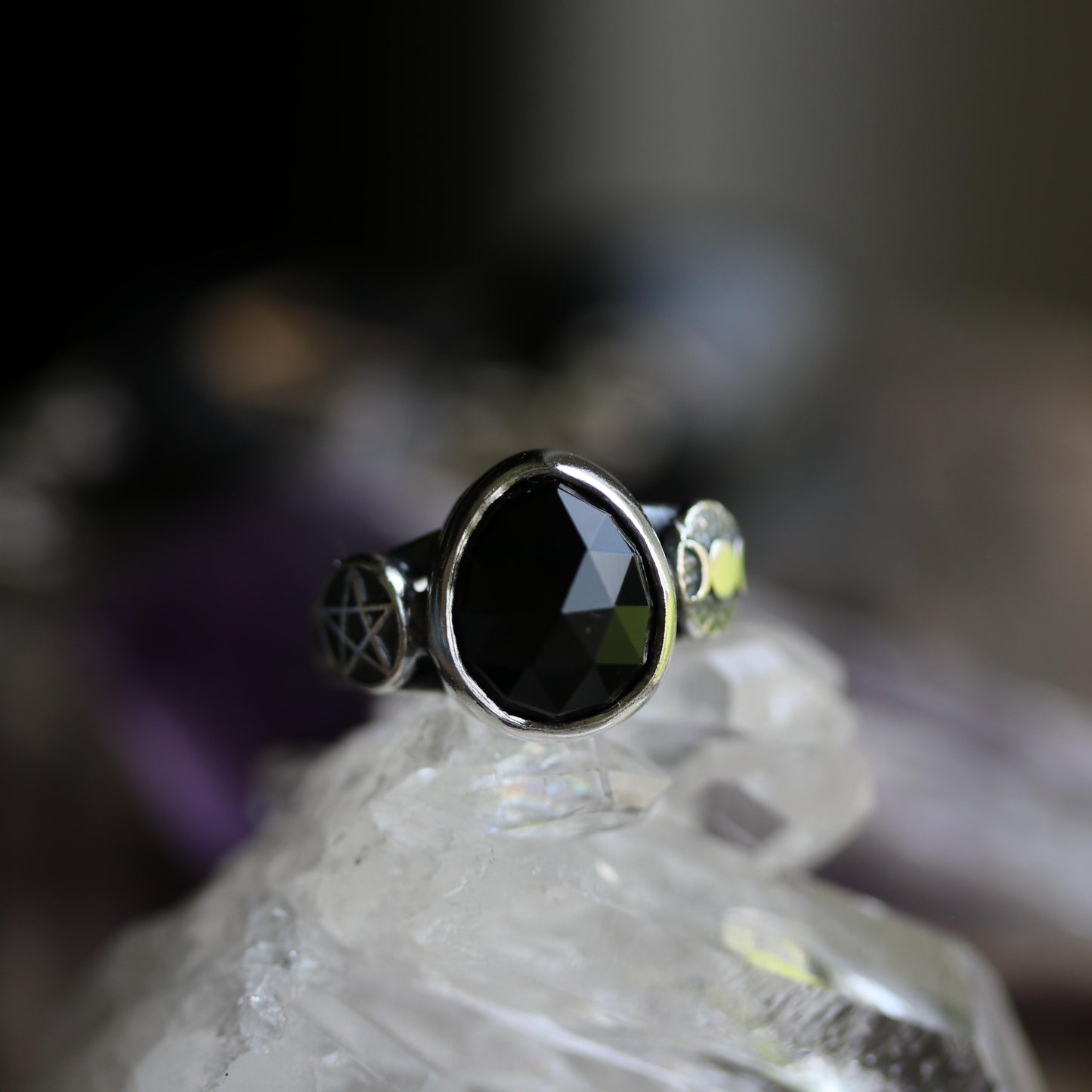 Luna Shadow - Black Spinel ring size UK O, US 7.5
