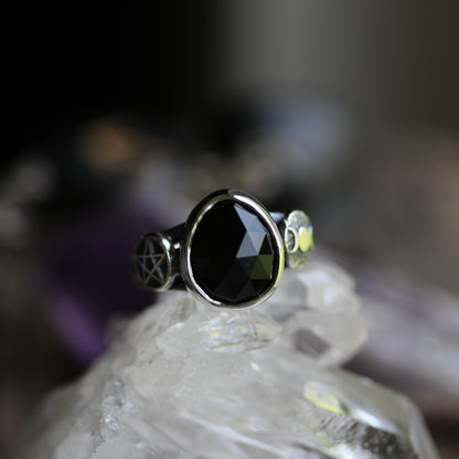 Luna Shadow - Black Spinel ring size UK O, US 7.5