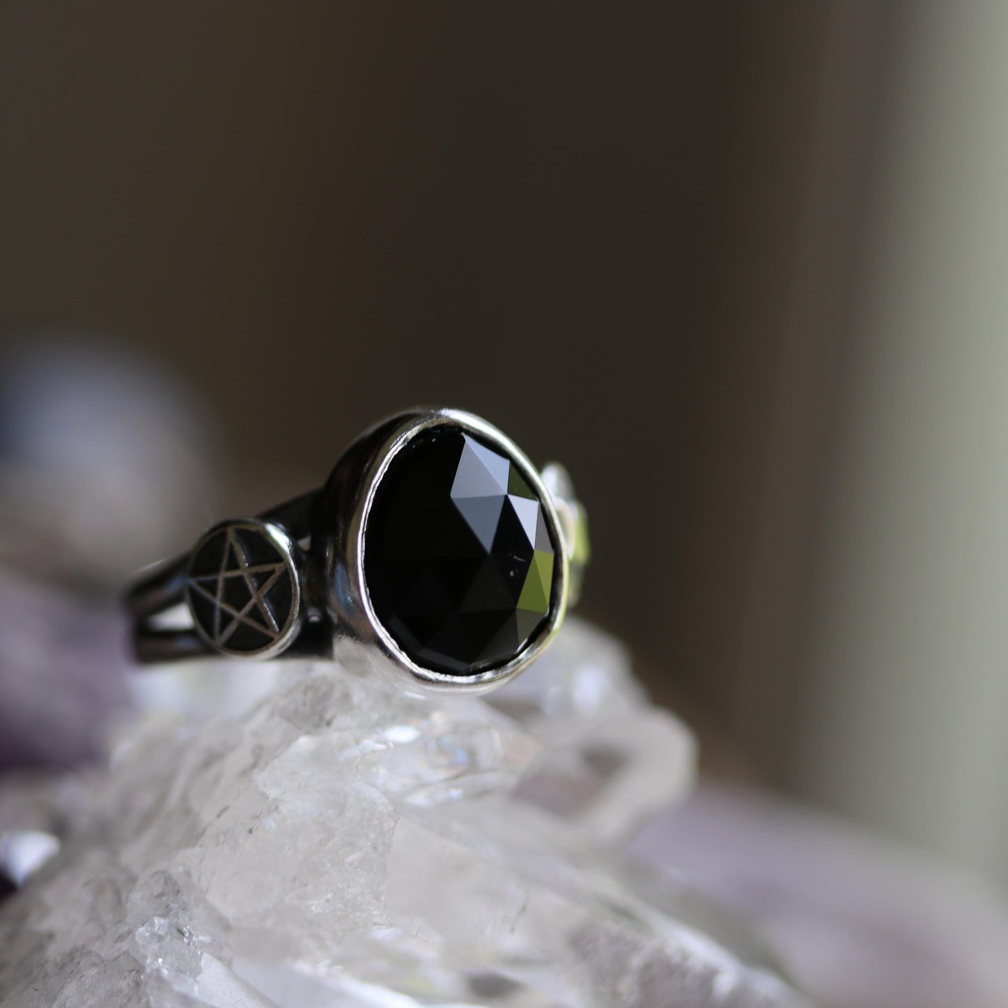 Luna Shadow - Black Spinel ring size UK O, US 7.5