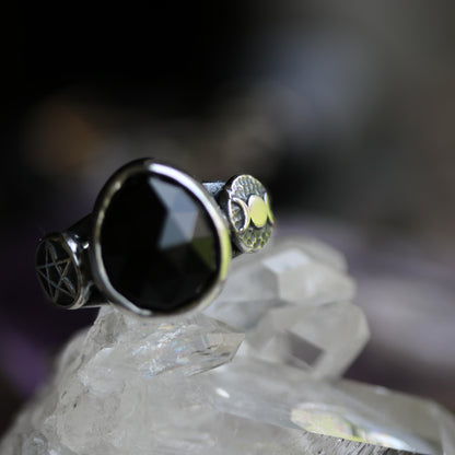 Luna Shadow - Black Spinel ring size UK O, US 7.5