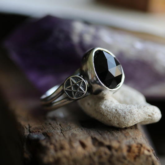 Luna Shadow - Black Spinel ring size UK O, US 7.5