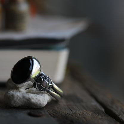 Luna Shadow - Black Spinel ring size UK O, US 7.5