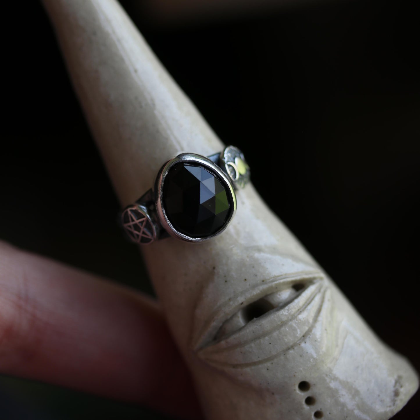 Luna Shadow - Black Spinel ring size UK O, US 7.5