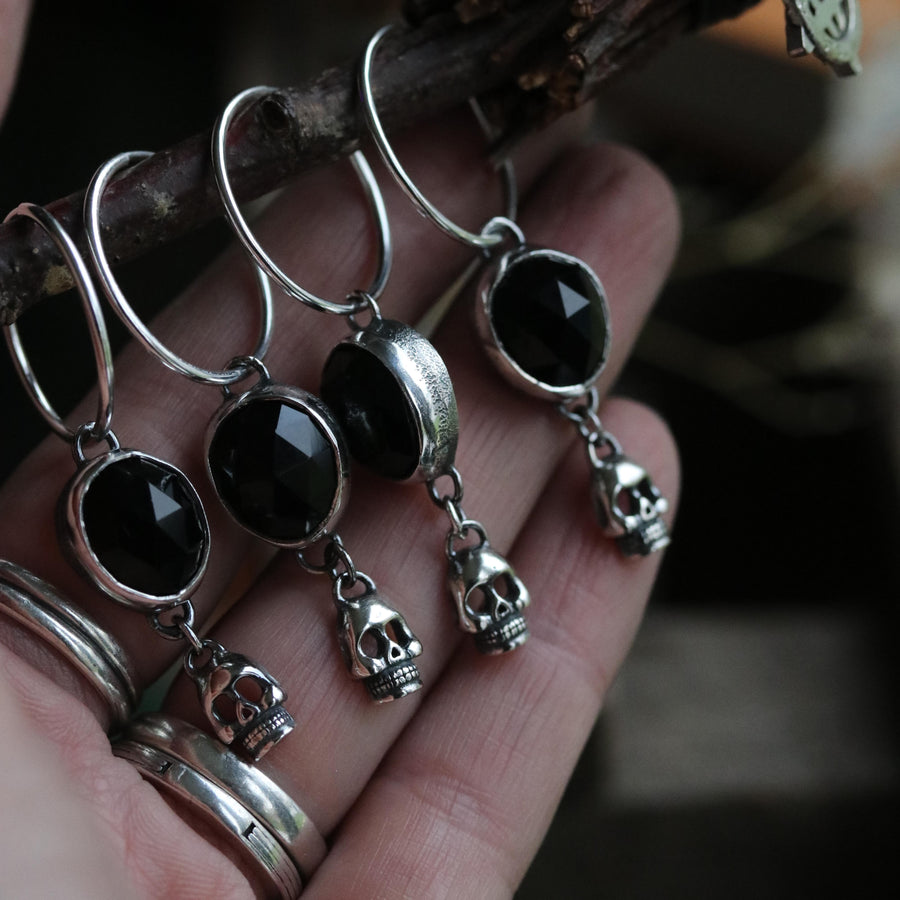 Onyx Skull Earrings