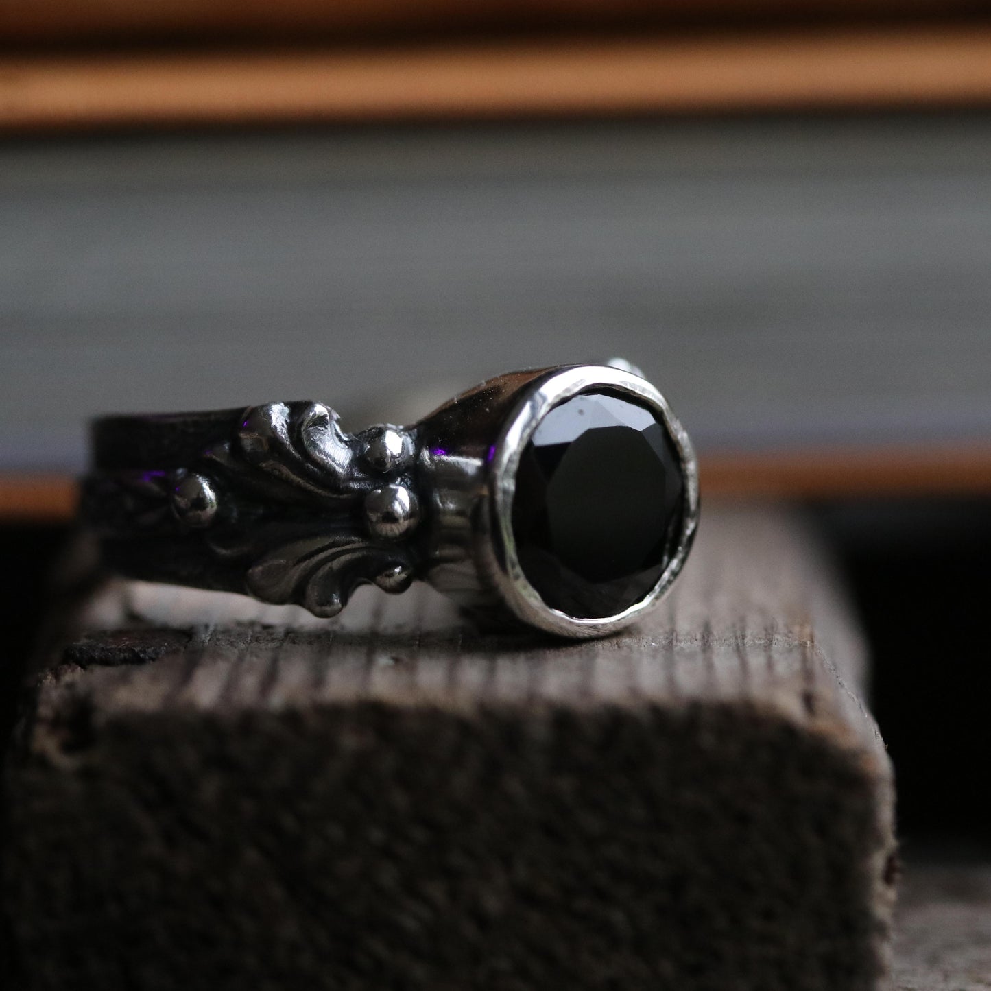 Rosa - Black Spinel Ring - UK P / US 8
