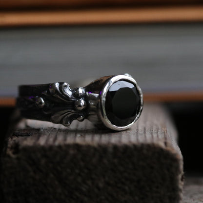 Rosa - Black Spinel Ring - UK P / US 8