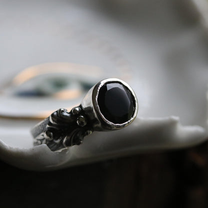 Rosa - Black Spinel Ring - UK P / US 8