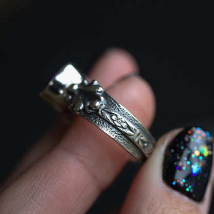 Rosa - Black Spinel Ring - UK P / US 8