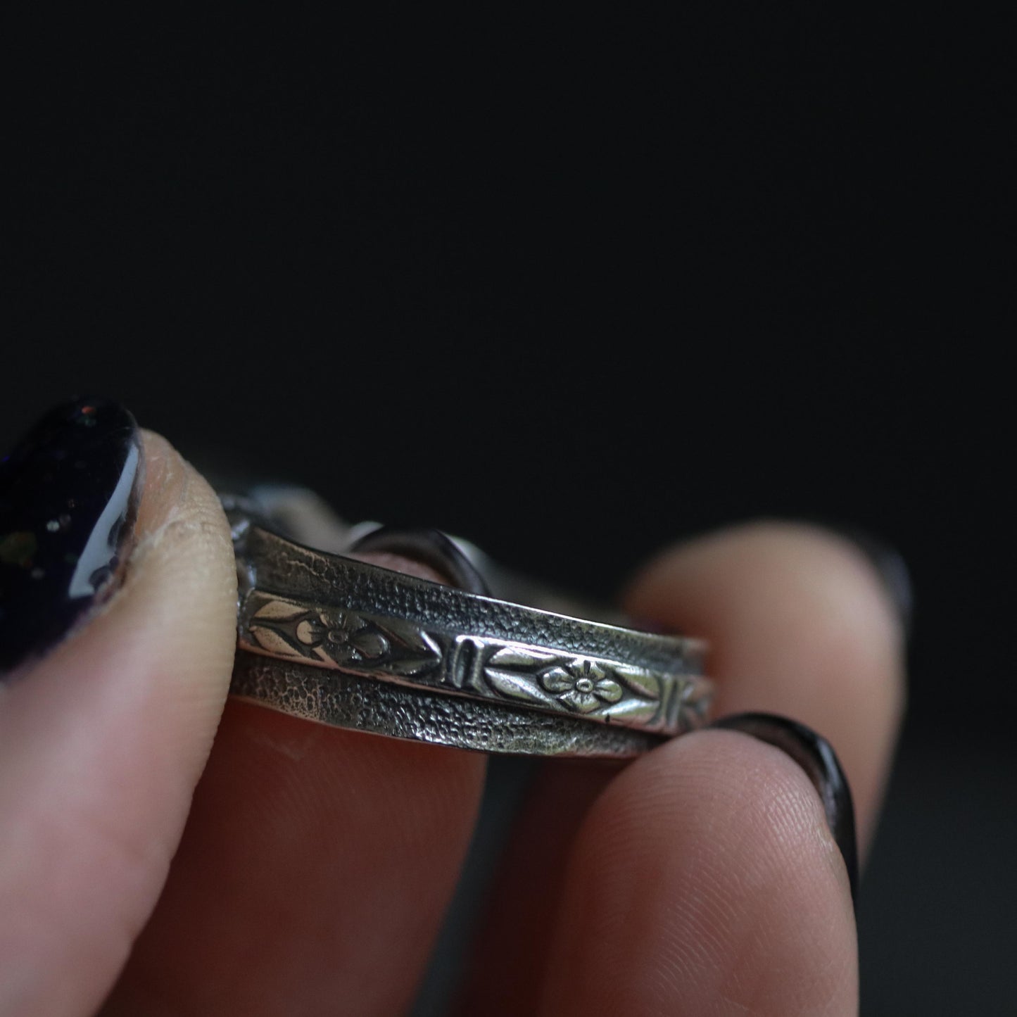 Rosa - Black Spinel Ring - UK P / US 8