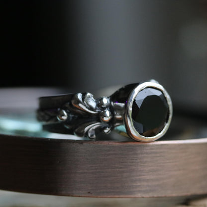 Rosa - Black Spinel Ring - UK P / US 8