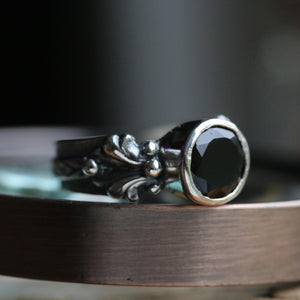 Rosa - Black Spinel Ring size UK P, US 8
