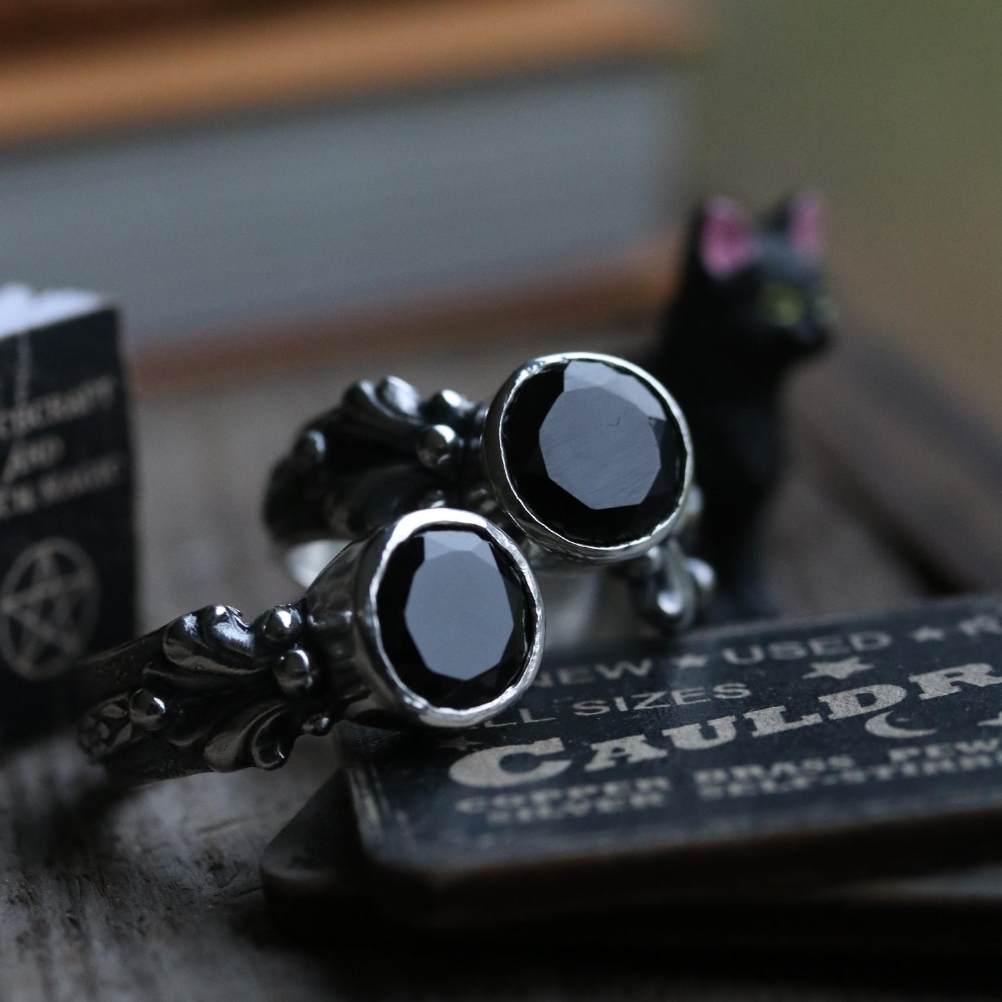 Rosa - Black Spinel Ring - UK P / US 8