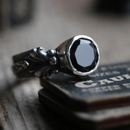 Rosa - Black Spinel Ring - UK P / US 8