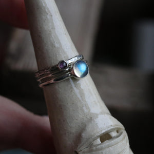 Moonstone & Amethyst Stack set