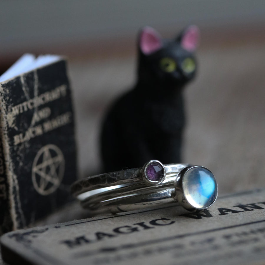 Moonstone & Amethyst Stack set