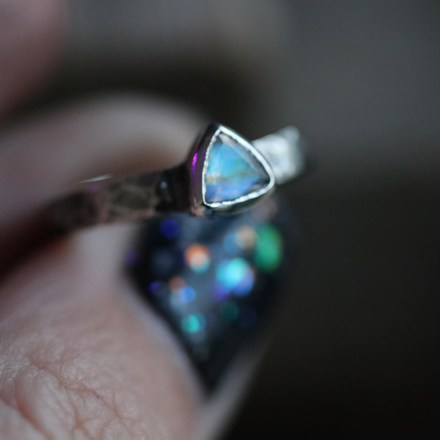 Trillion Moonstone Earthstone ring - size UK L // US 6