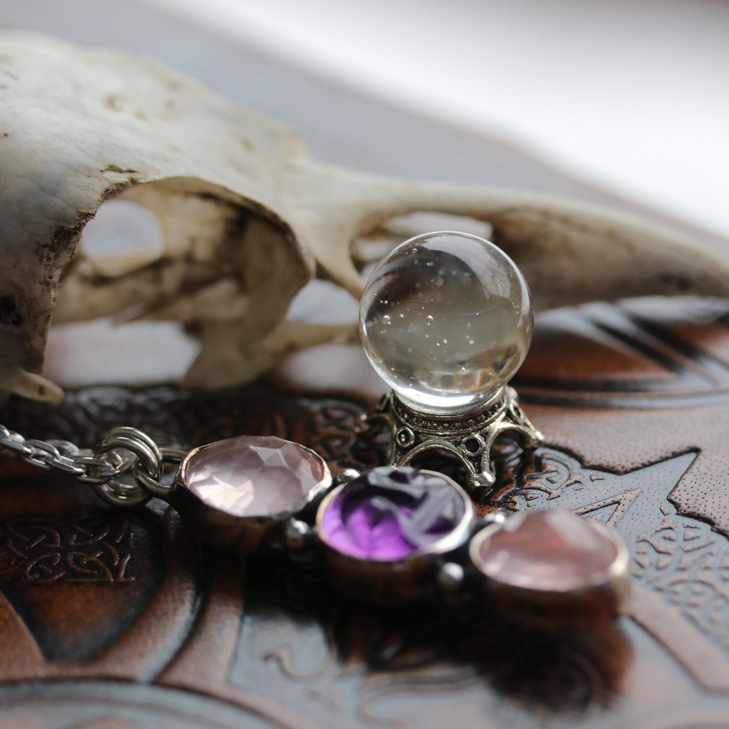 Full Moon Pendant - Amethyst & Rose Quartz