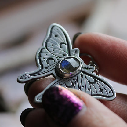 Labradorite Luna Moth Pendant