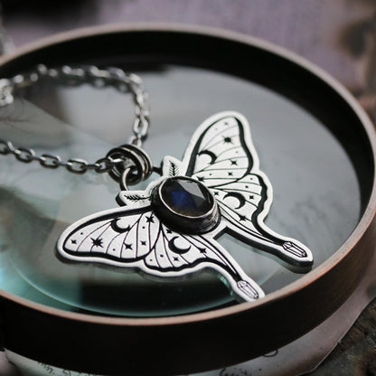 Labradorite Luna Moth Pendant