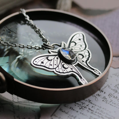Moonstone Luna Moth Pendant