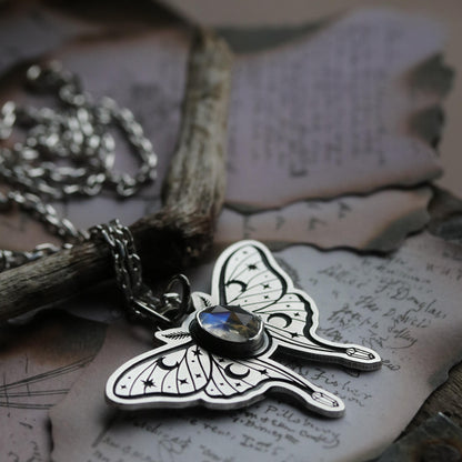 Moonstone Luna Moth Pendant