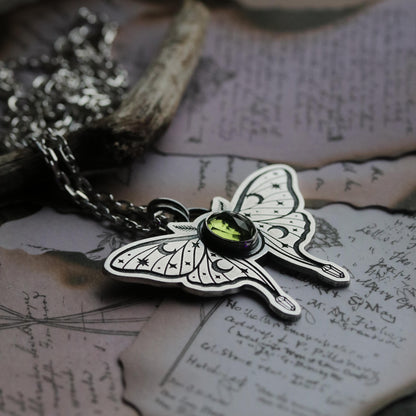 Peridot Luna Moth Pendant