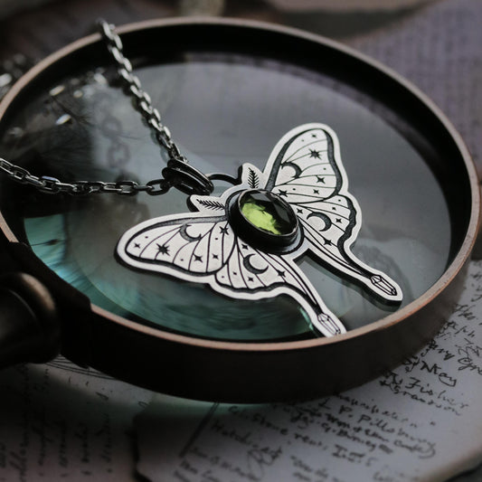 Peridot Luna Moth Pendant