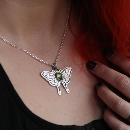 Peridot Luna Moth Pendant