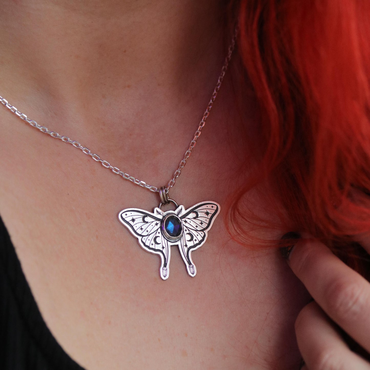 Labradorite Luna Moth Pendant