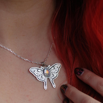 Moonstone Luna Moth Pendant