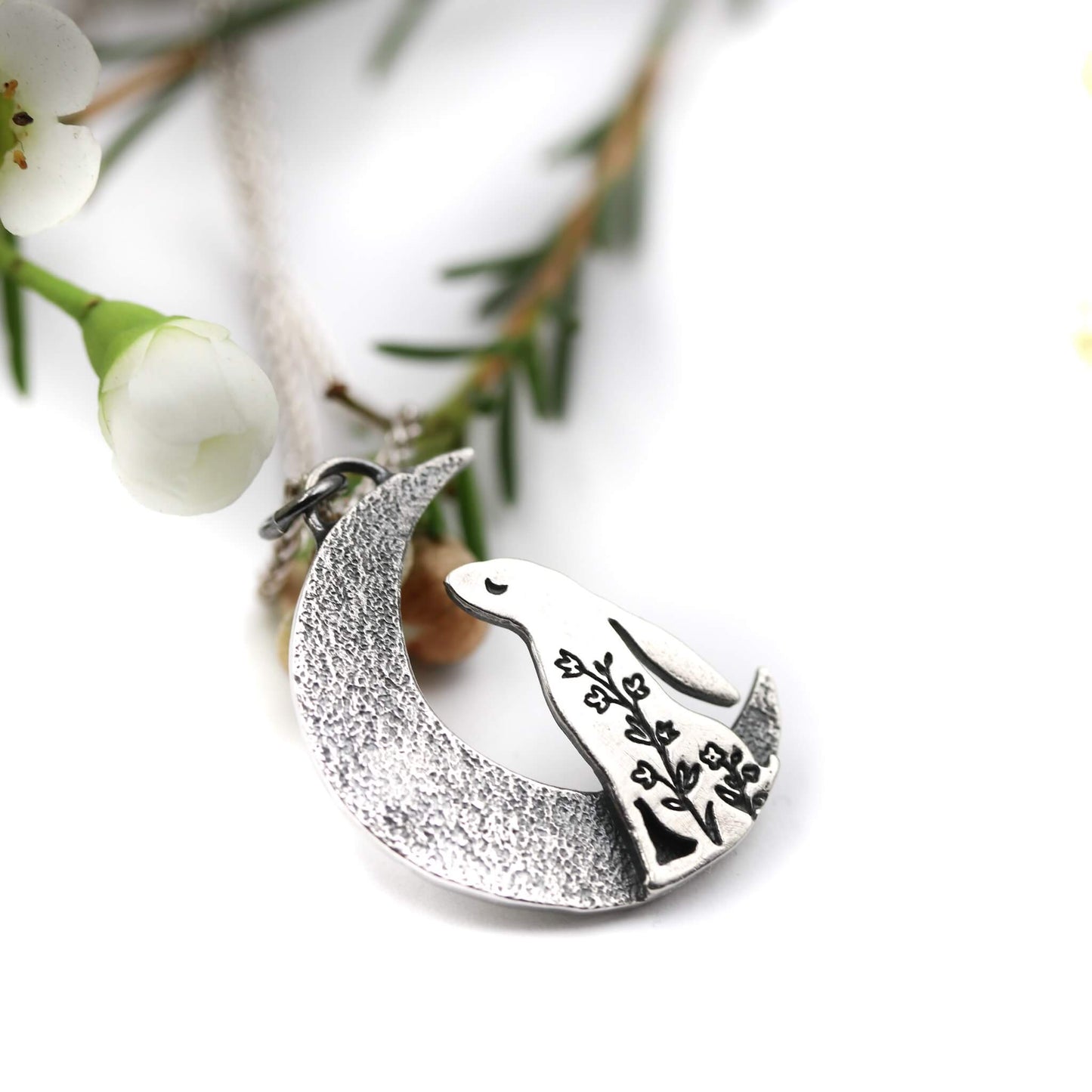 Moon gazing hare pendant