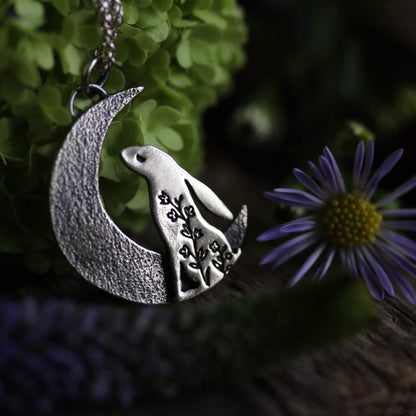 Moon gazing hare pendant