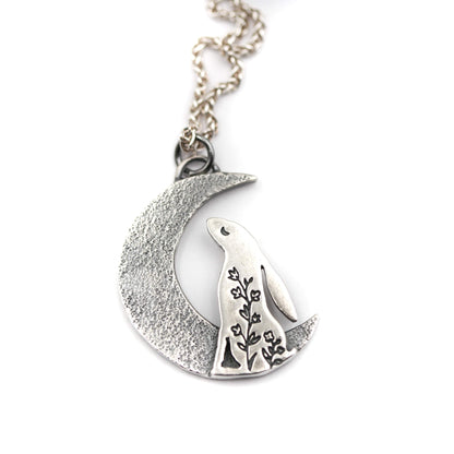 Moon gazing hare pendant