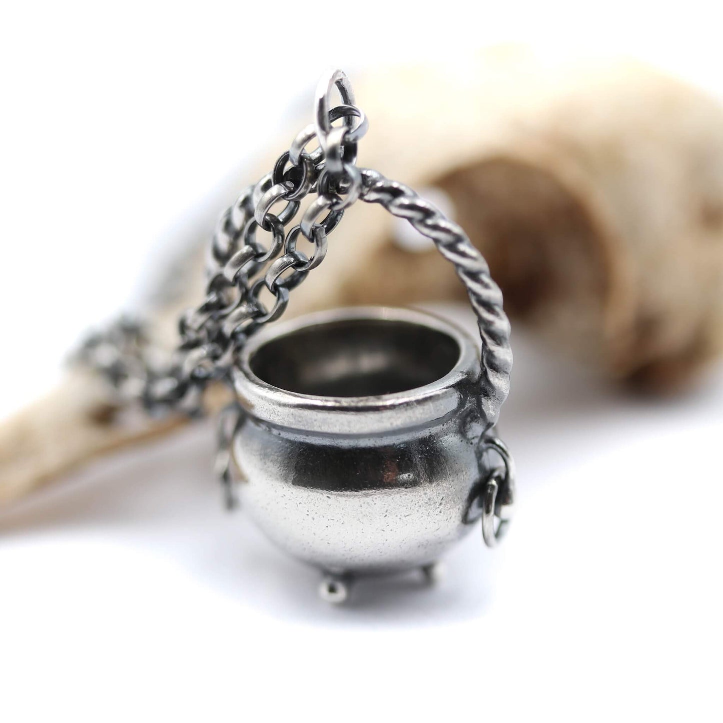 The Old Hags Spell Pot - Sterling Silver Cauldron Pendant