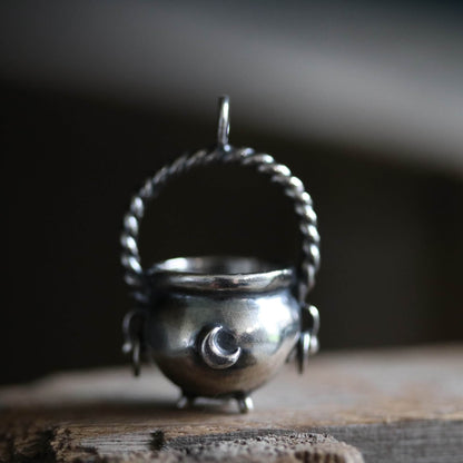 The Old Hags Spell Pot - Sterling Silver Cauldron Pendant